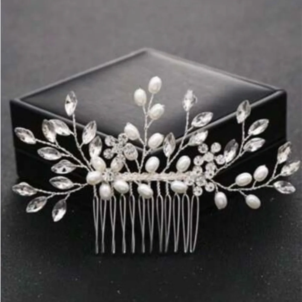 Women’s Hair Comb Clip Bridal Rhinestone Pearl Hair Accessory Boho Prom